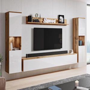 Meuble tv suspendu avec colonne